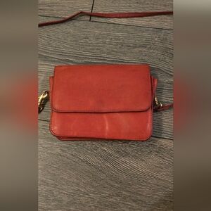 Vintage Red Leather Orvis Shoulder Purse Clutch With Removable Straps